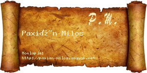 Paxián Milos névjegykártya
